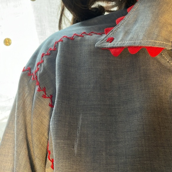 Vintage handmade (accents) cotton jean button-up shirt - Picture 4 of 4